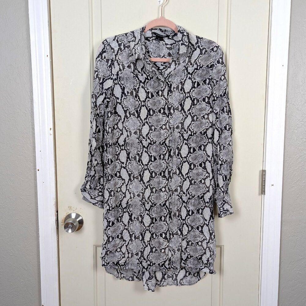 Club Monaco | Black White Snake Print Silk Tunic Dress Size 8